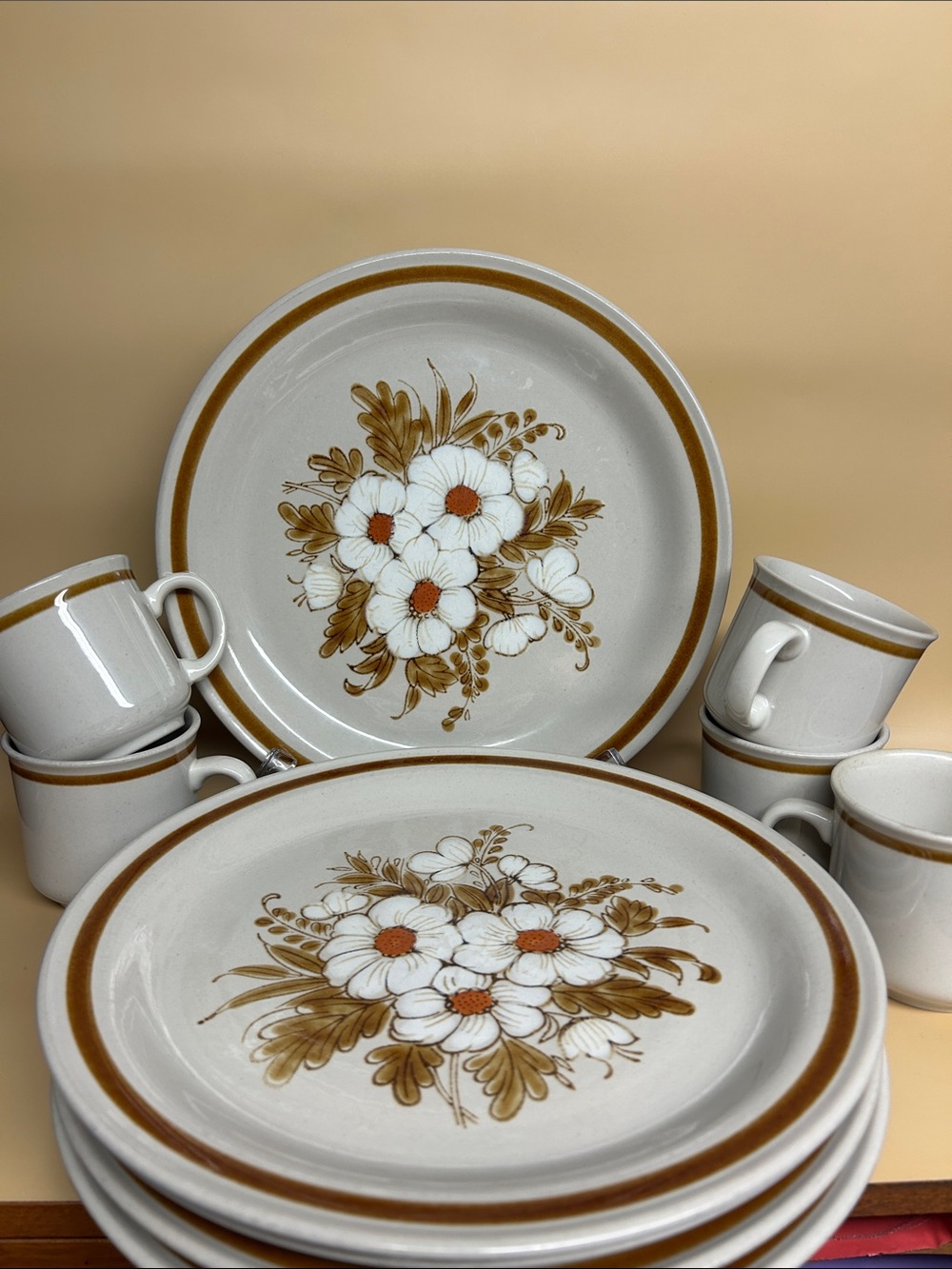 Mountain Wood Collection Stoneware Dried flowers dinnerware Set Of 10 pcs japan